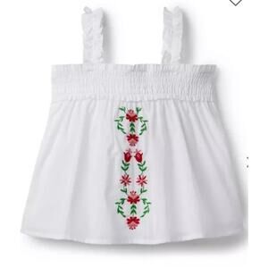 Janie and Jack Embroidered Floral Smocked Top Cotton 2T Cottage Toddler Boho